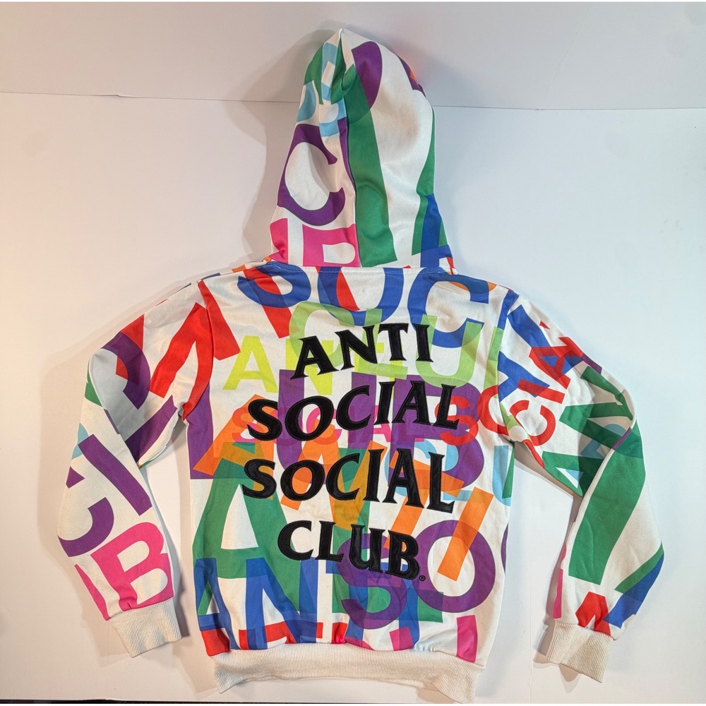 Anti Social Social Club All Over Alphabet Print Hoodie Multicolor Mens Small